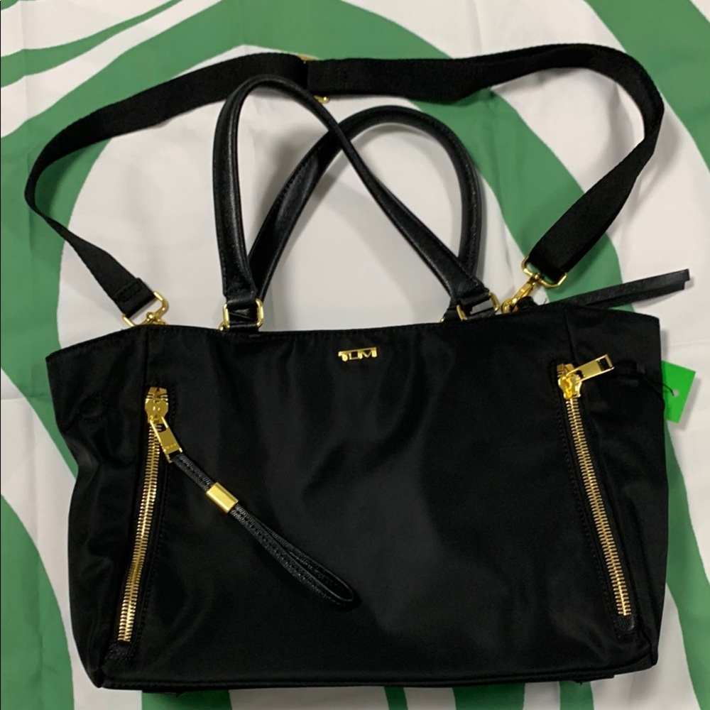 Black Women's Bag with Gold Accents